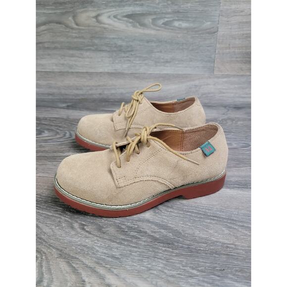 School Issue Shoes Semester Suede Oxford Casual Dress Tan Size 1 M BOYS - Picture 1 of 12